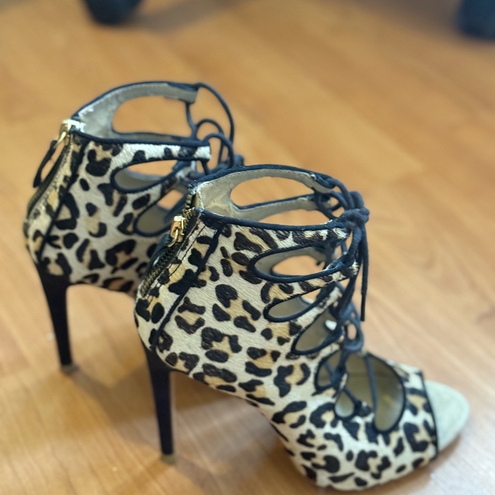 Zara Black and Tan Animal Print Heels